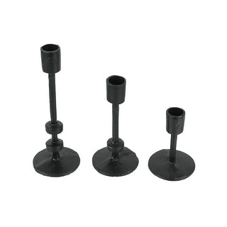 Zeckos Black Cast Iron Metal Taper Candle Holders Mcm Decor (Set Of 3 ...