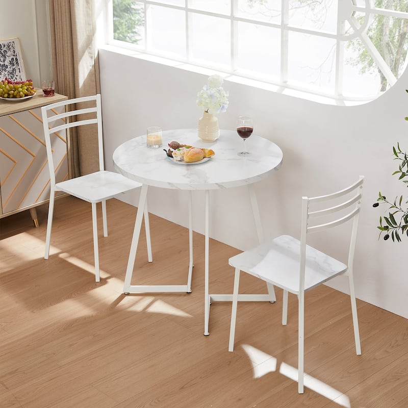 Javlergo Modern 3-Piece Dining Table Set with Round Table and 2 Chairs