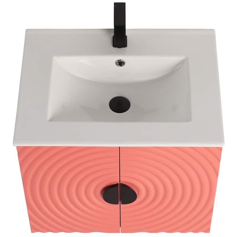 Pellabay Modern Bathroom Vanity with Fluted Circular Doors - Sink Included