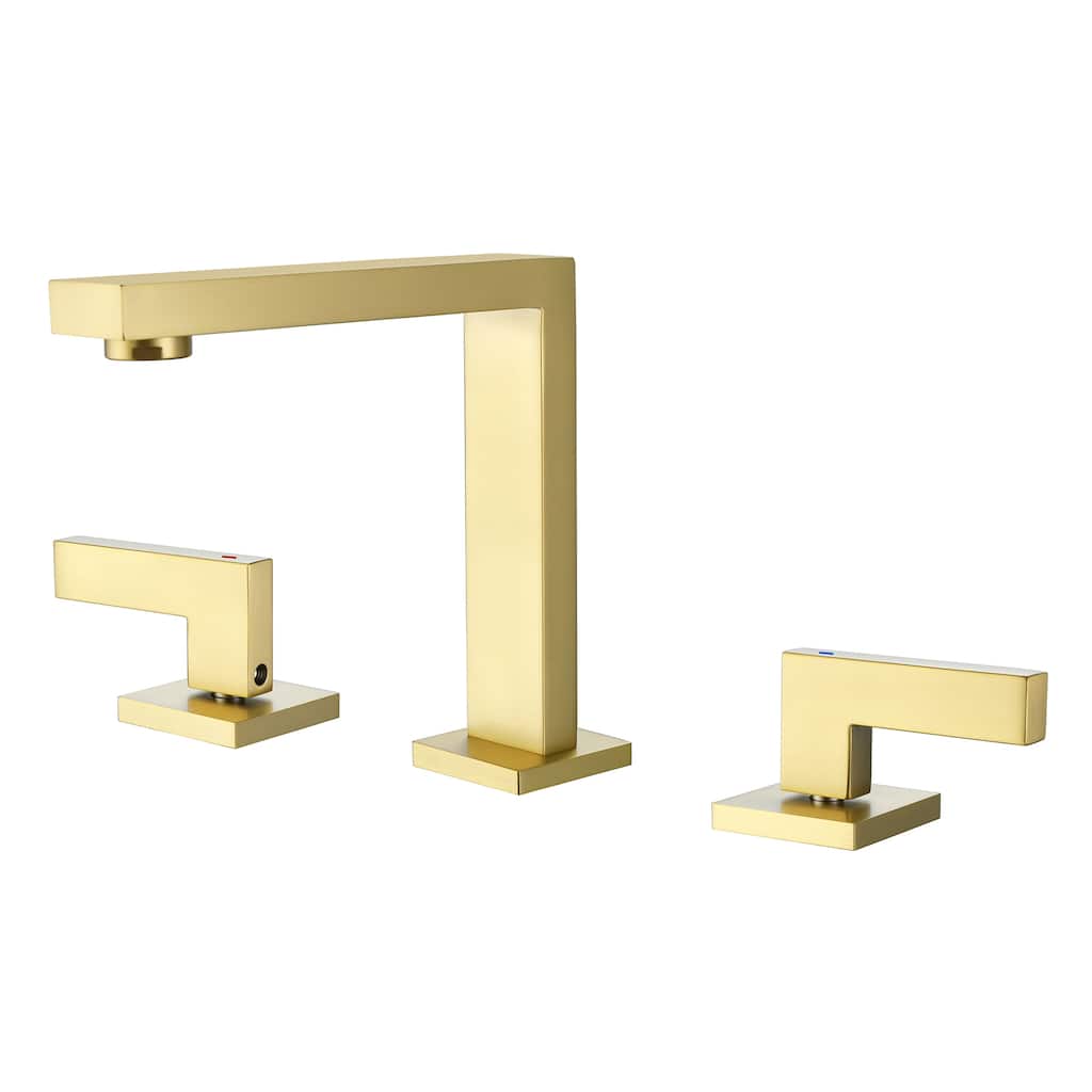 6-3/8"H Solid Brass Widespread 2-handle Bathroom Sink Faucet