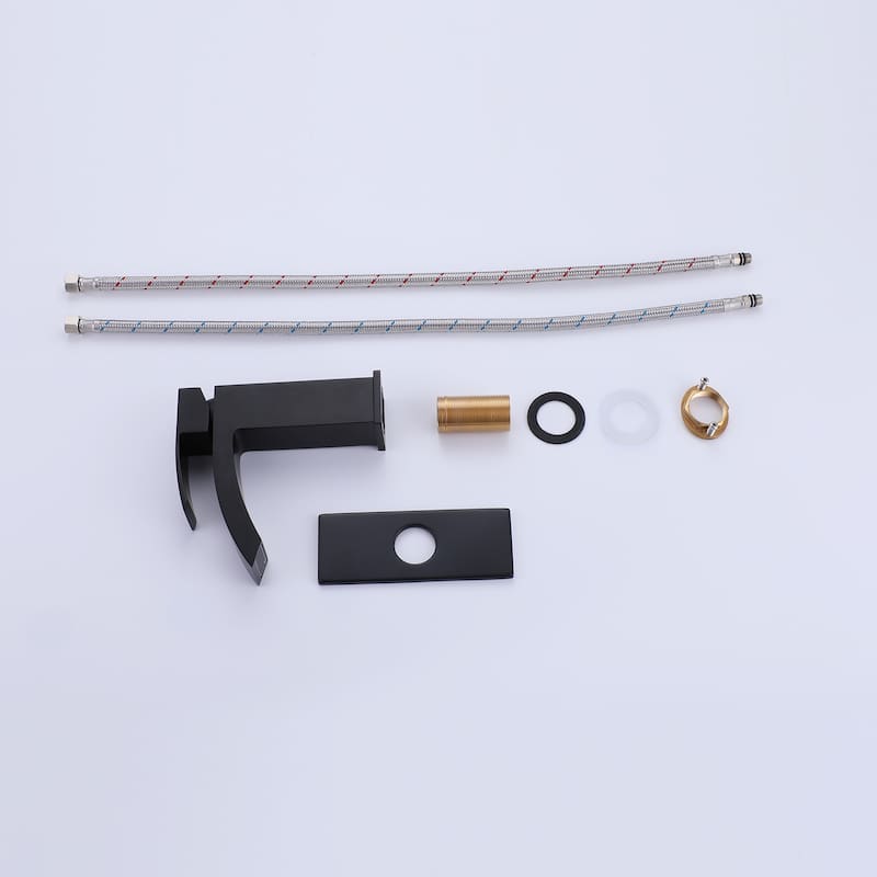 Deck Mounted 1-Handle Bathroom Faucet Single Hole With Deck Plate in Black and Gold