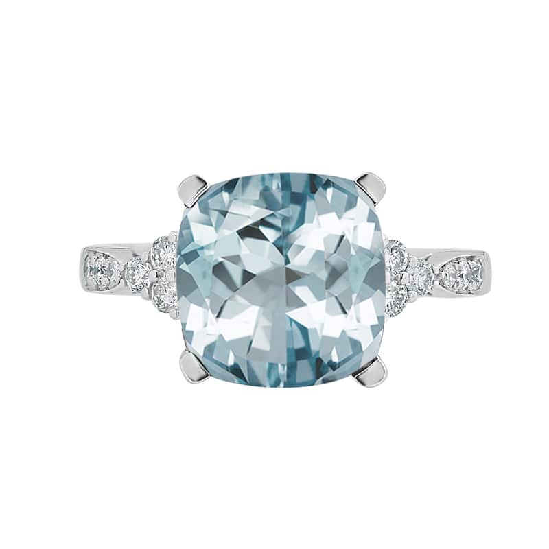 Auriya 3 1/8ct Fancy Cushion Aquamarine and Diamond Engagement Ring 1/4ctw 14k Gold