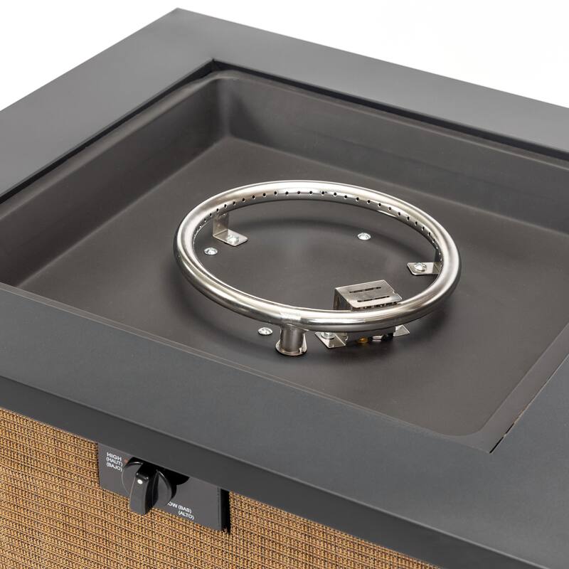 GDFStudio - Modern Outdoor 28" Propane Gas Fire Pit Table with Hidden Tank Storage & Removable Steel Lid, Cover Included