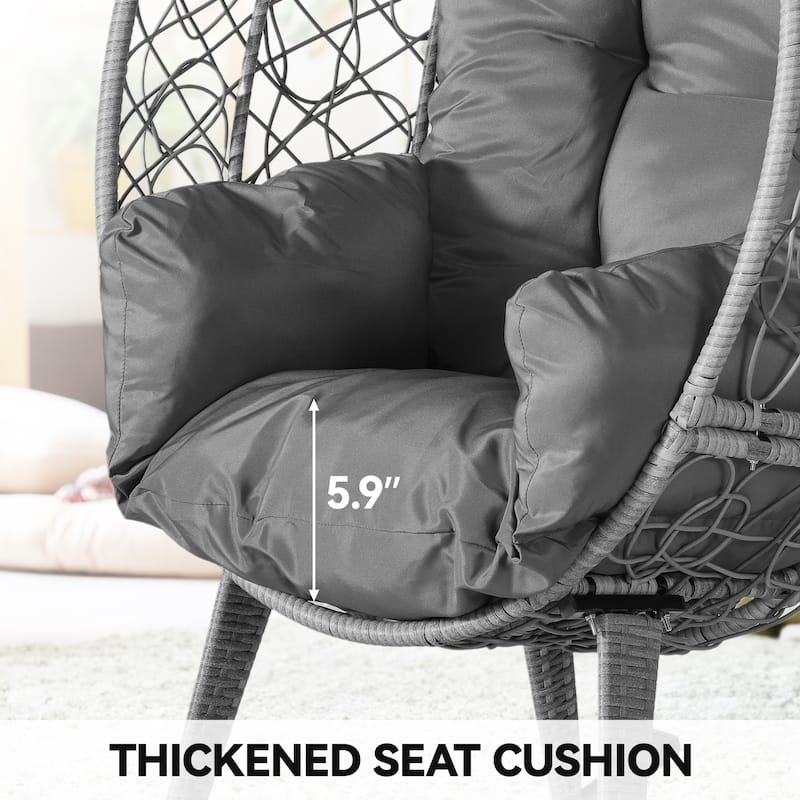 Moasis 38"W Wicker Rocking Egg Chair with Cushion