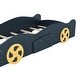 preview thumbnail 5 of 26, Playful Design Race Car-Shaped Twin Size Platform Bed with Wheels,Sturdy Wood Construction and Storage Space