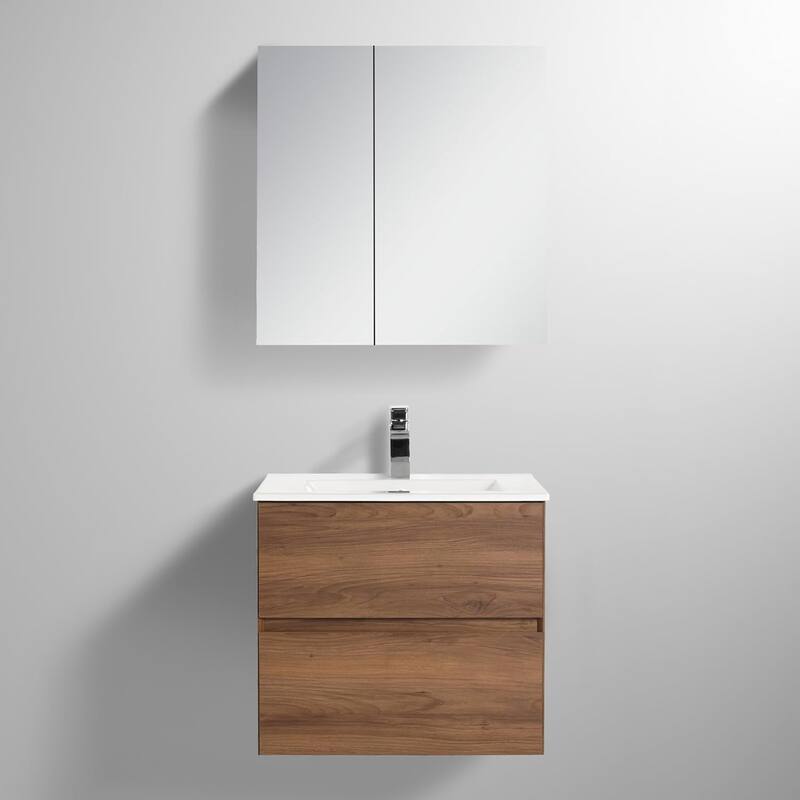 Blossom All Wood Wall Mounted Floating Bathroom Vanity with Sink