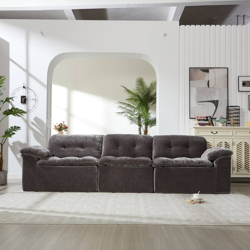 Modular Convertible Cushioned Sleeper Sofa Set - Grey(3 Seat)