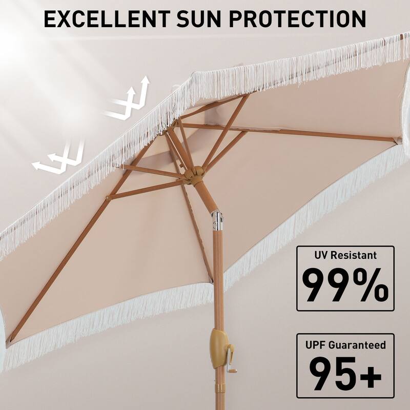 Autlaycil 7.5 ft Outdoor Umbrella Patio with Fringe.