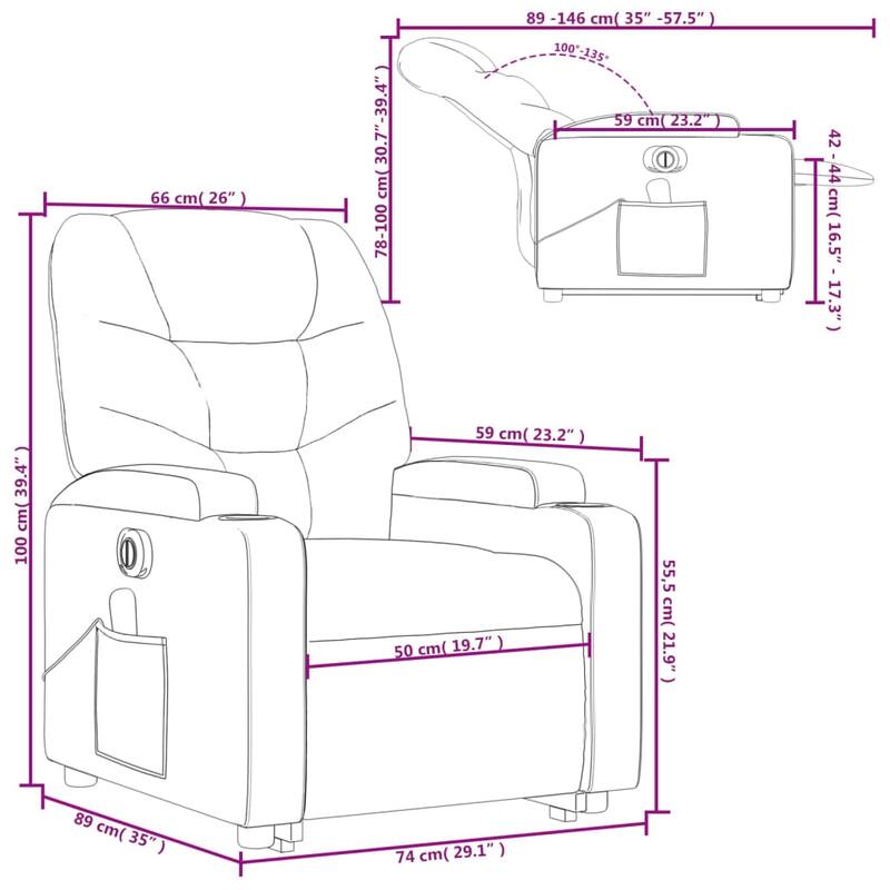 vidaXL Stand up Massage Recliner Chair Light Gray Fabric