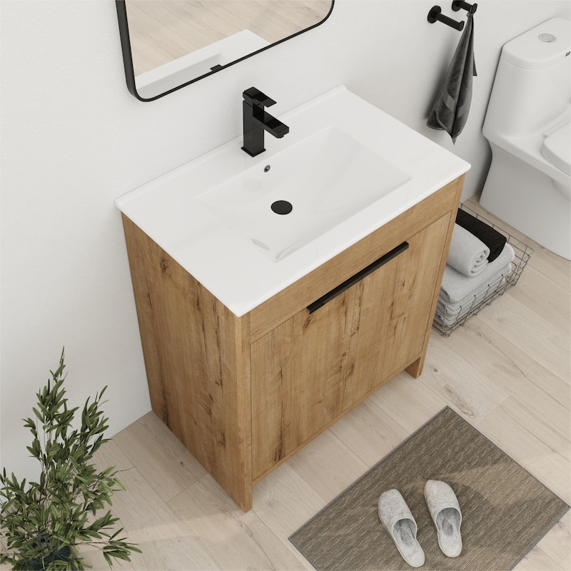 Bathroom Vanity With Sink In 24/30/36 Inch, Freestanding Bathroom Vanity With Soft Close Door and Adjustable Shelf