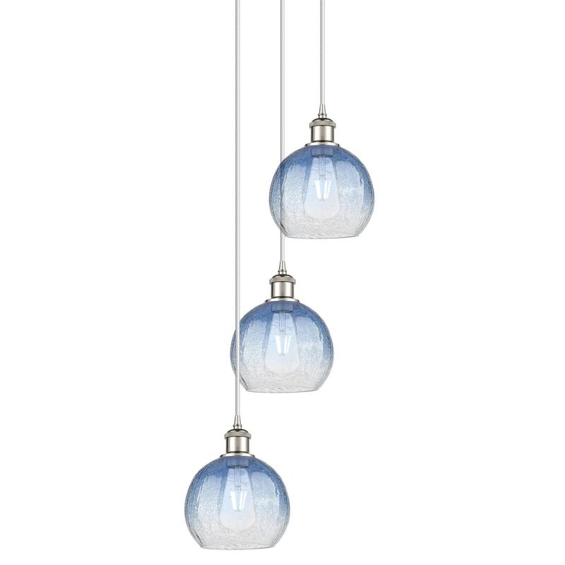 Innovations Lighting 113B-3P-31-15 Brookhaven Globe Pendant Brookhaven - Polished Nickel / Sapphire Blue
