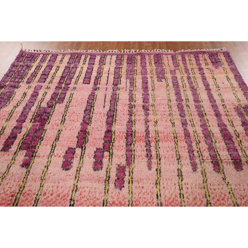 Plush Moroccan Style Rug Hand-Knotted Wool Carpet - 7'8" x 10'11"