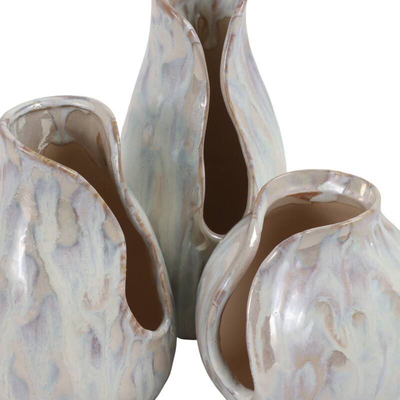 Stoneware Decorative Vases Modern Sleek Sculptural Design (Set of 3)
