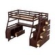 preview thumbnail 6 of 11, Espresso Twin Size Wood Loft Bed with Drawers, Shelves & Desk