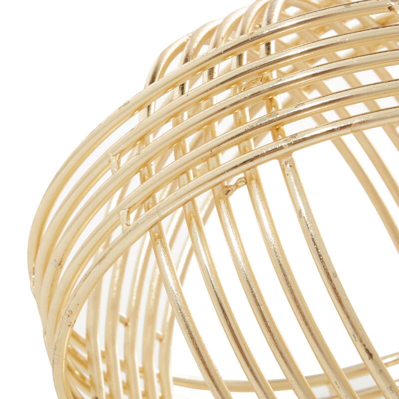 Gold Metal Layered Orb Geometric Decorative Sculpture (Set of 2) - 9 x 8 x 8 and 7 x 6 x 6