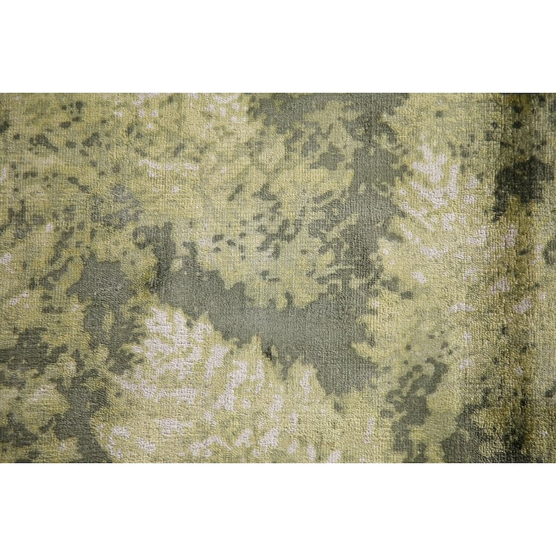 All-Over Green Abstract Modern Area Rug Hand-knotted Wool Carpet - 4'8"x 6'6"