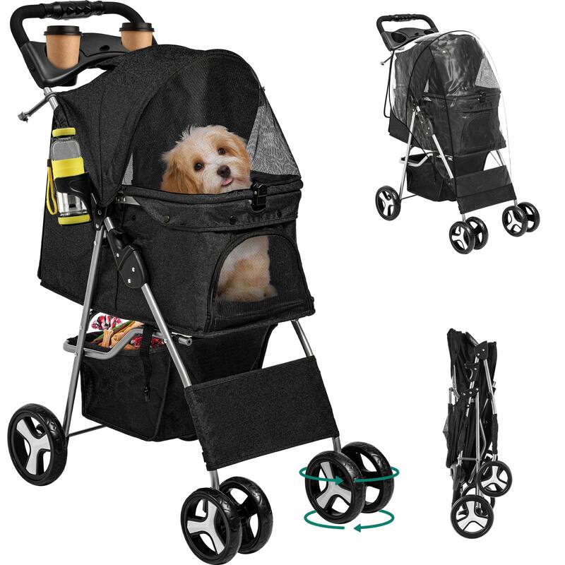 Moasis Pet Stroller with Latch Closure - Black