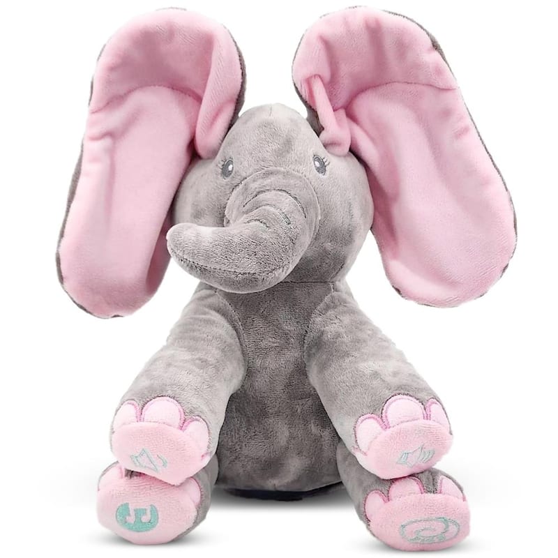 Dimple Kaia the Singing Peek-a-Boo Elephant - Interactive Plush Toy for Babies and Toddlers with Moving Ears and Music