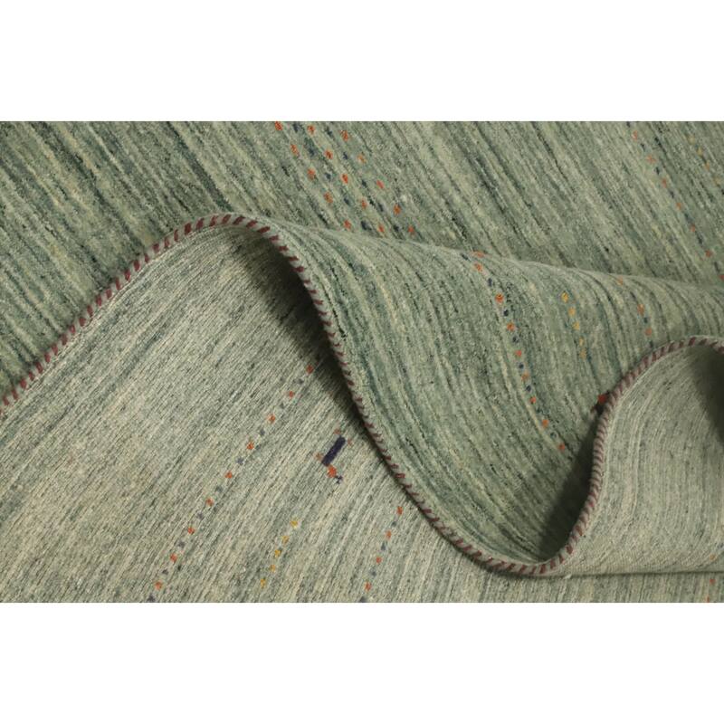Hand Knotted Oriental 100% Wool Carpet Tribal Animal Pictorial Green Gabbeh Area Rug - 9' 0'' X 9' 1''