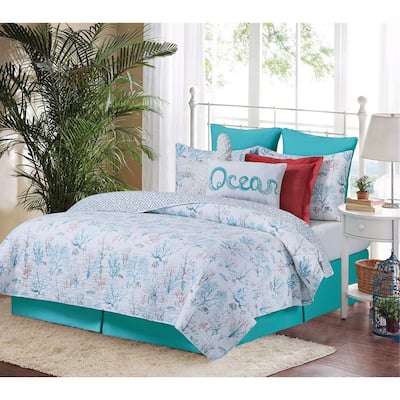 St. Vincent Coastal Beach Cotton Quilt Set - Reversible and Machine Washable