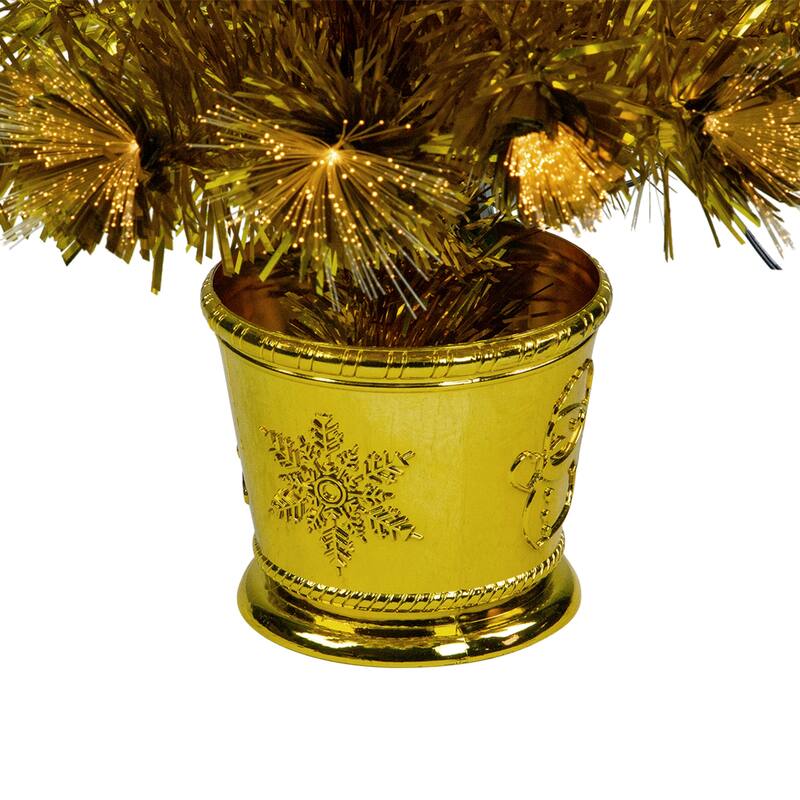 3' Pre-Lit Gold Fiber Optic Artificial Christmas Tree, White Lights - 3 Foot