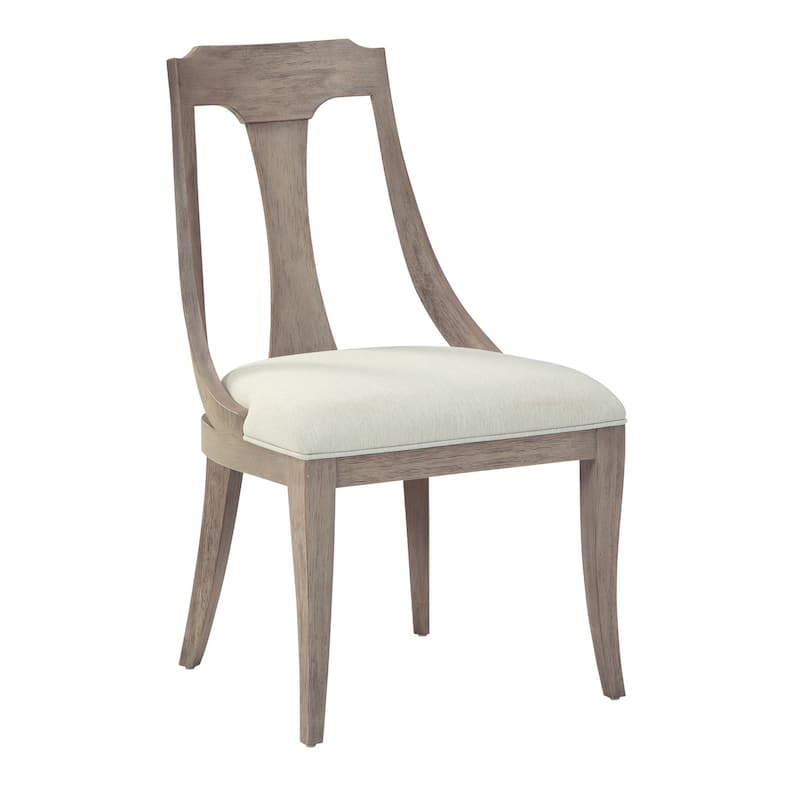 Hekman Wellington Wood Linen Sling Dining Arm Chair - Single - Dining Height - Tan-Off-white