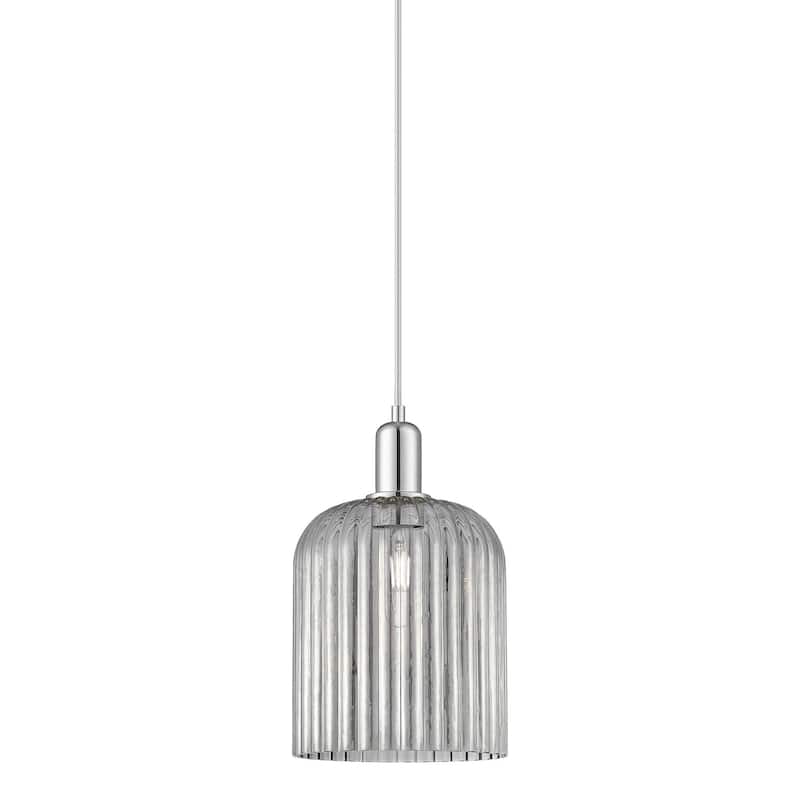Innovations Lighting 716-1P-14-8 Bridal Veil Pendant Bridal Veil 8" - Polished Chrome / Light Smoke