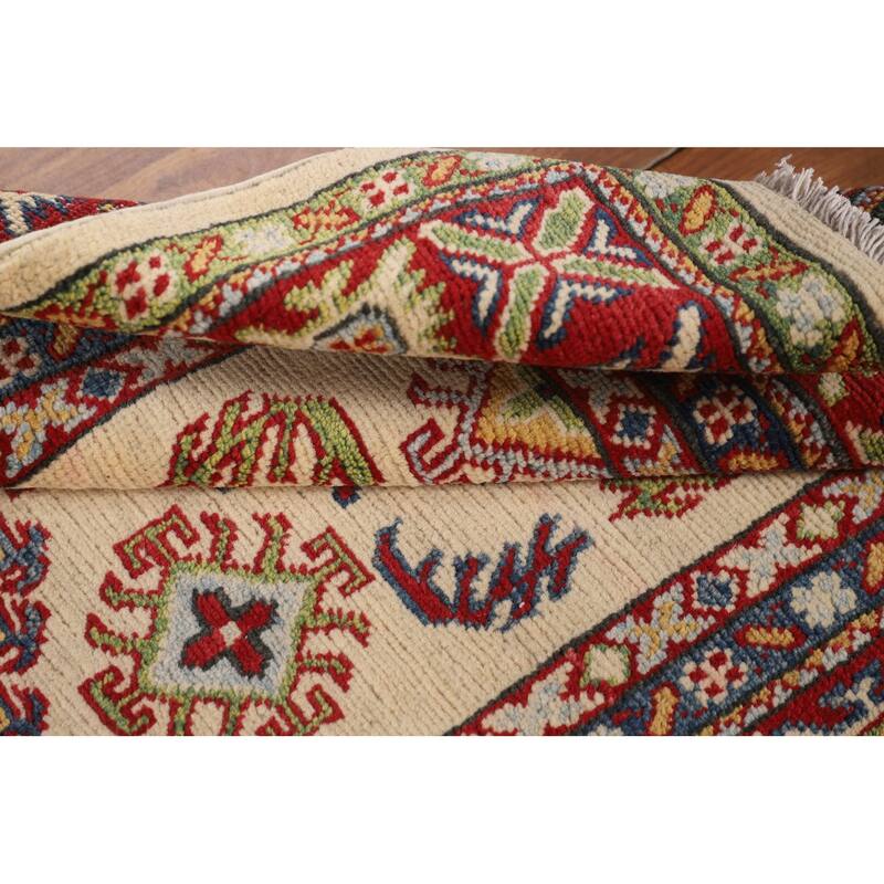 Geometric Kazak Oriental Accent Rug Handmade Wool Carpet - 3'2" x 5'0"