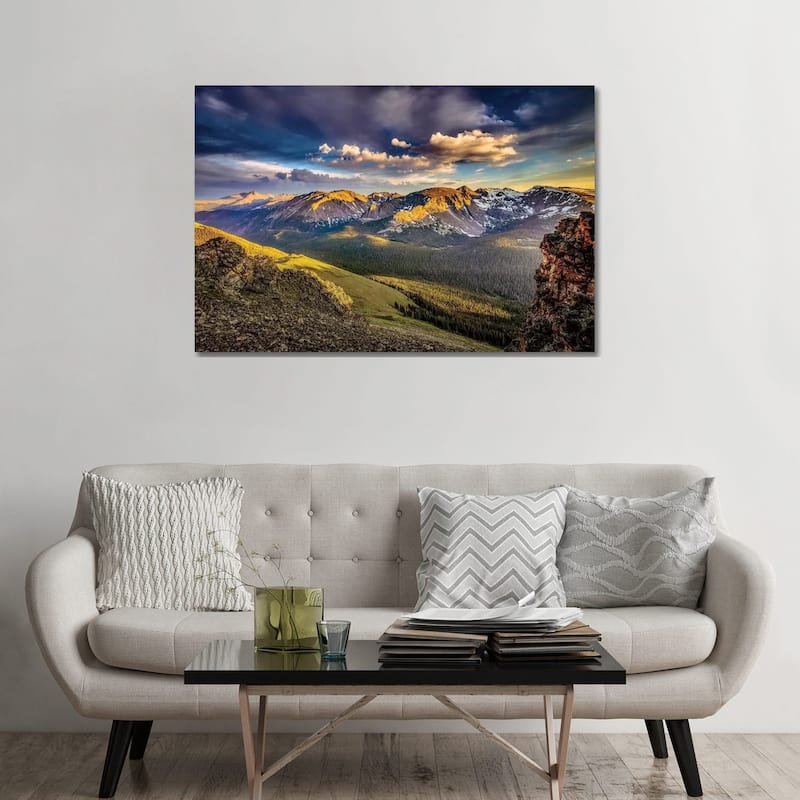 iCanvas "USA, Colorado, Rocky Mountain National Park. Mountain and valley landscape at sunset." by Jaynes Gallery Canvas Print - 32x48x1.5