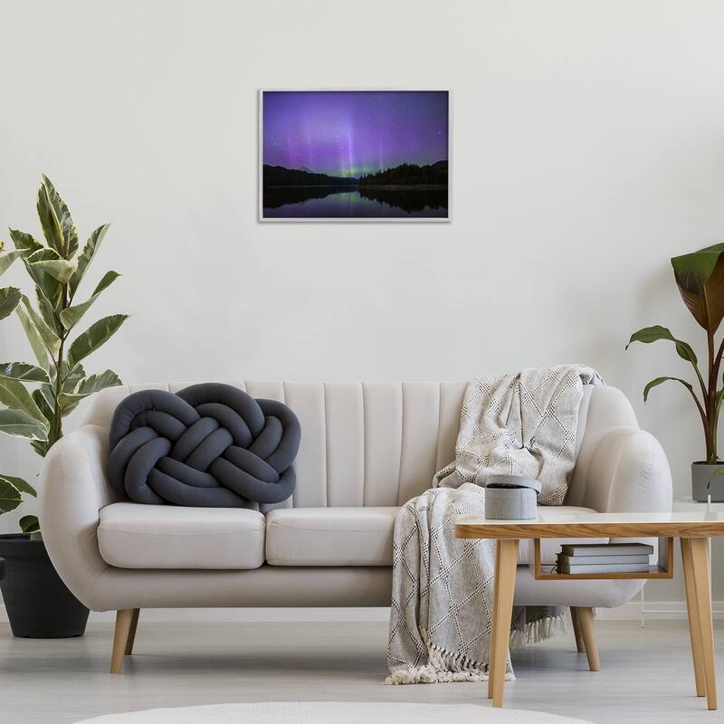 Stupell Luminous Purple Northern Lights Framed Giclee Art Design By Nancy Crowell