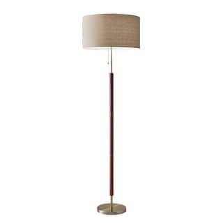 Adesso Hamilton Walnut and Antique Brass Floor Lamp