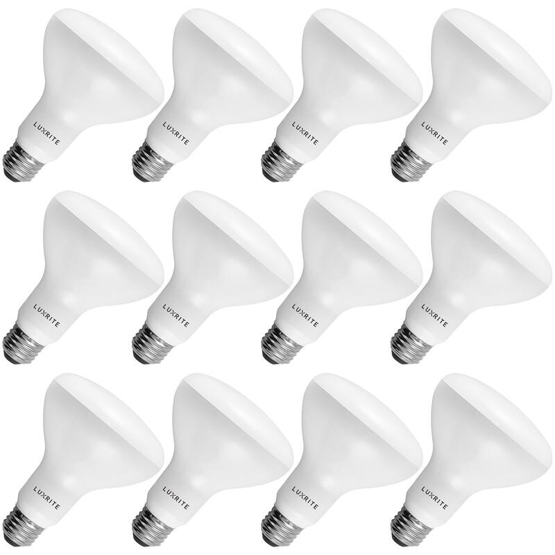 Luxrite BR30 LED Flood Light Bulb Dimmable 650 Lumens 9W=65W E26 Base Energy Star UL Listed Damp Rated 12-Pack - 3000K (Soft White)