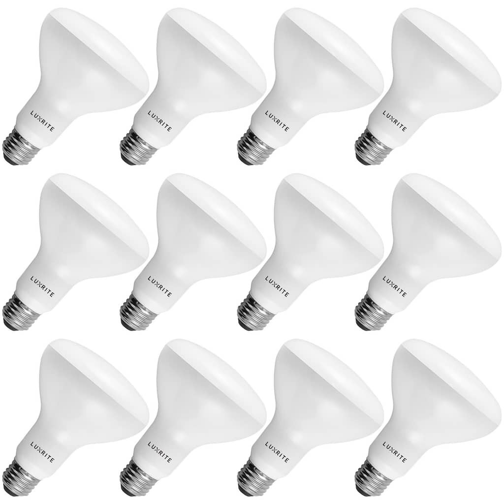 Luxrite BR30 LED Flood Light Bulb Dimmable 650 Lumens 9W=65W E26 Base Energy Star UL Listed Damp Rated 12-Pack