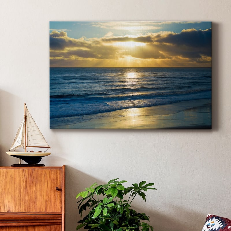 Beach Sunset Surfers Premium Gallery Wrapped Canvas - Ready to Hang