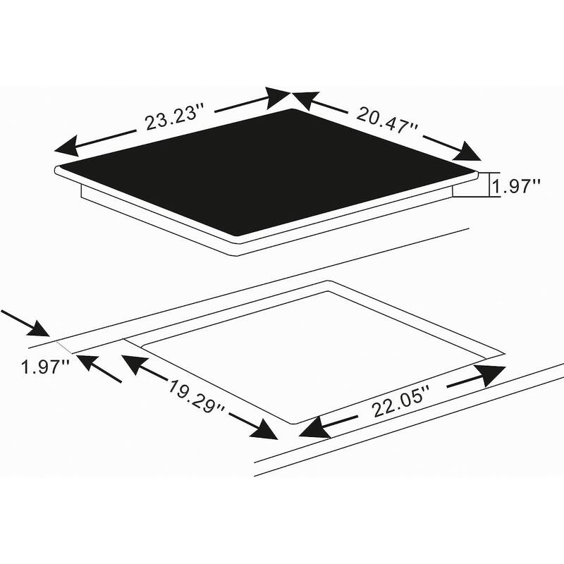 K&H 3 Burner 24 Inch Builtin Electric Stove Top Radiant Ceramic