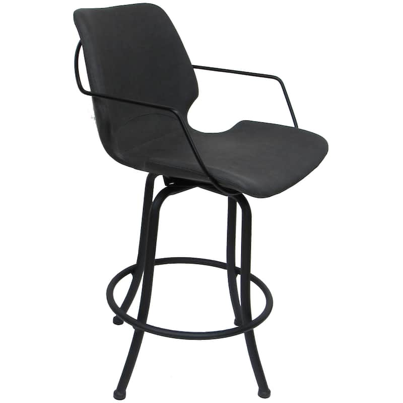 Asheville Swivel Counter 26", 30" or Extra Tall 34" Metal Bar Stool - Grey - Black - Counter Height