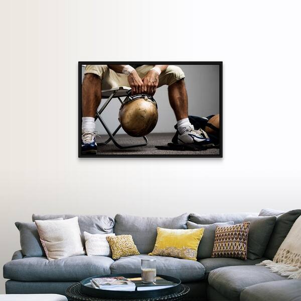 Shop Football Player Sitting In Locker Room Black Float Frame
