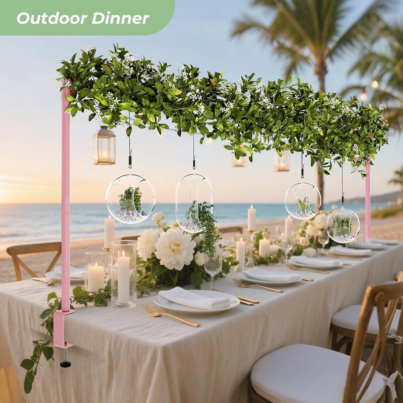 Walensee Over The Table Rod Stand with Clamps Adjustable 28"-43.5" Tall Table Arch Hanging for Wedding Party Decorations