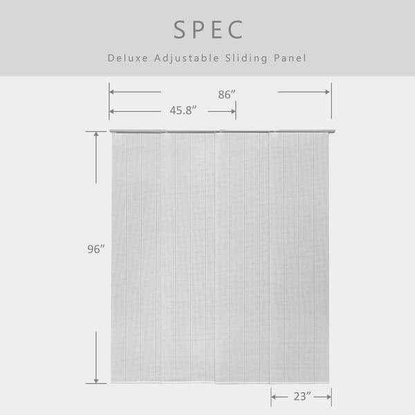 dimension image slide 4 of 7, GoDear Design Natural Woven Adjustable Sliding Panel Track Blinds, Vertical Blinds, Timeless Series, 45.8"- 86" W x 96" L