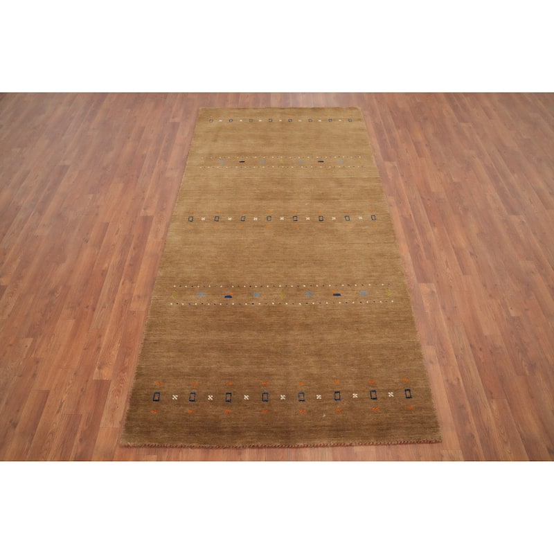 Hand Knotted Oriental 100% Wool Carpet Tribal Animal Pictorial Brown Gabbeh Area Rug - 8' 1'' X 4' 1''