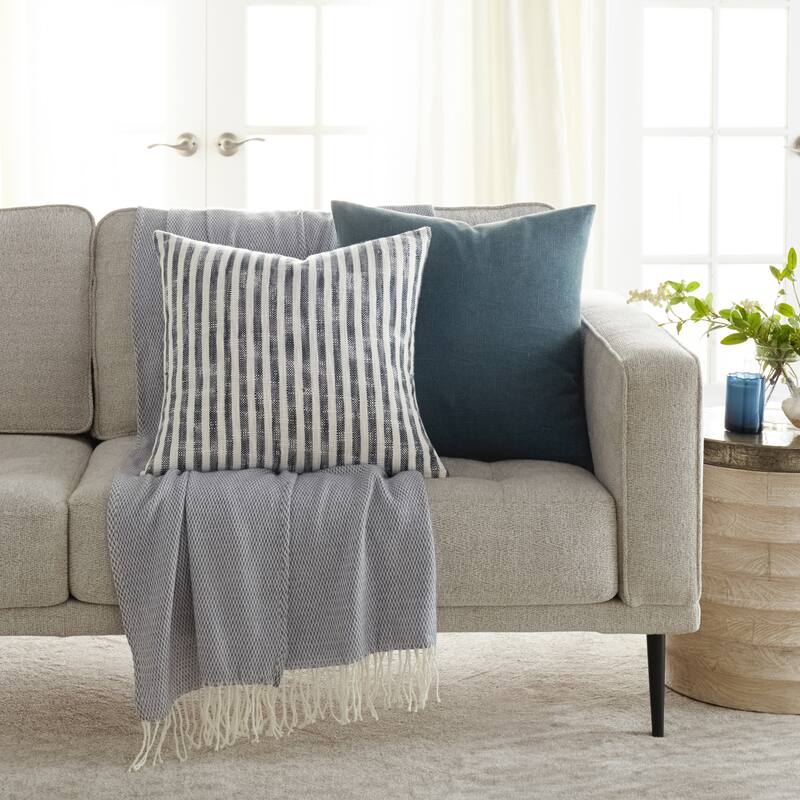 2-Pack Yarn-Dyed Patterns Decor Throw Pillows in Yarn-Dyed Bengal Stripe / Solid