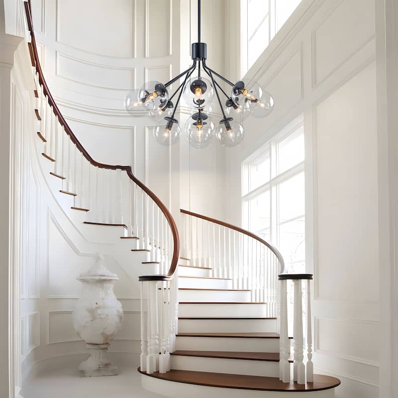Starsky 12-Light Modern Bubble Seeded Glass Chandelier