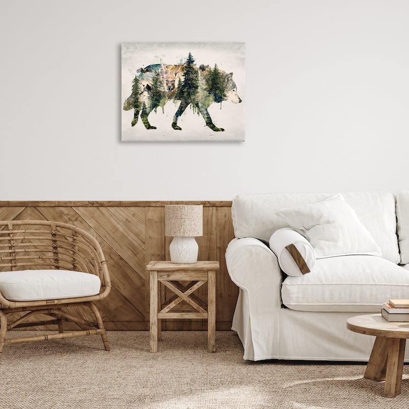 Stupell Woodland Wildlife Wolf Contour Canvas Wall Art Design By Barrett Biggers