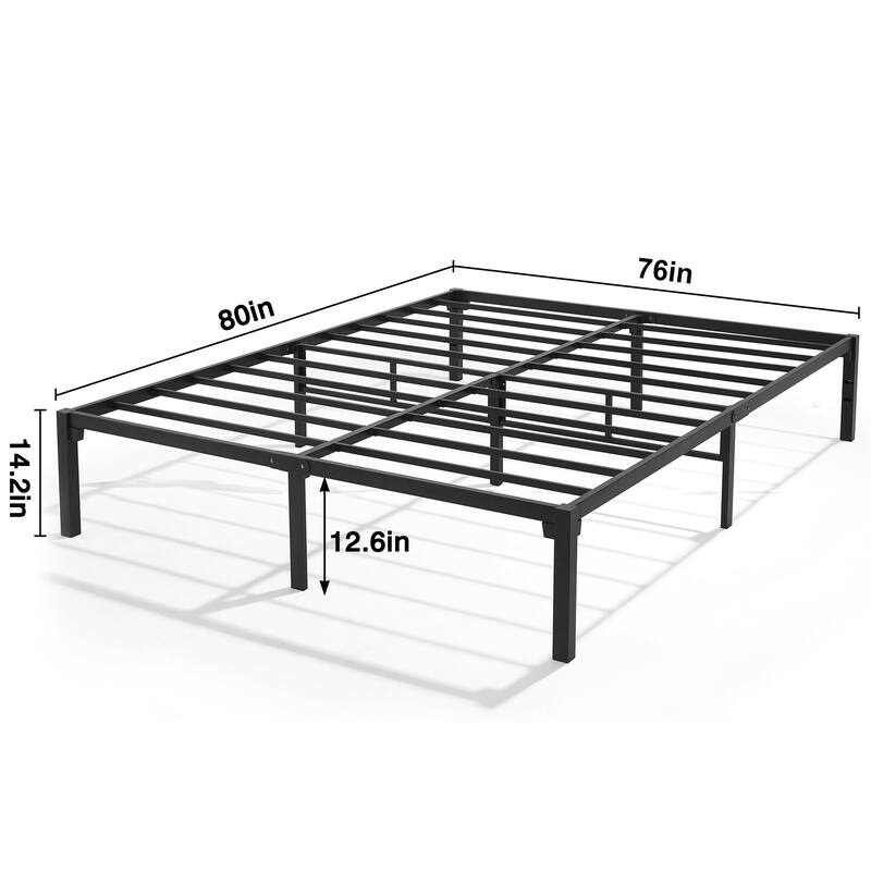 VECELO 14" No-Screw Metal Bed Frame, Quick Snap Assembly Platform, Underbed Storage, Twin Full Queen King Bed Frames