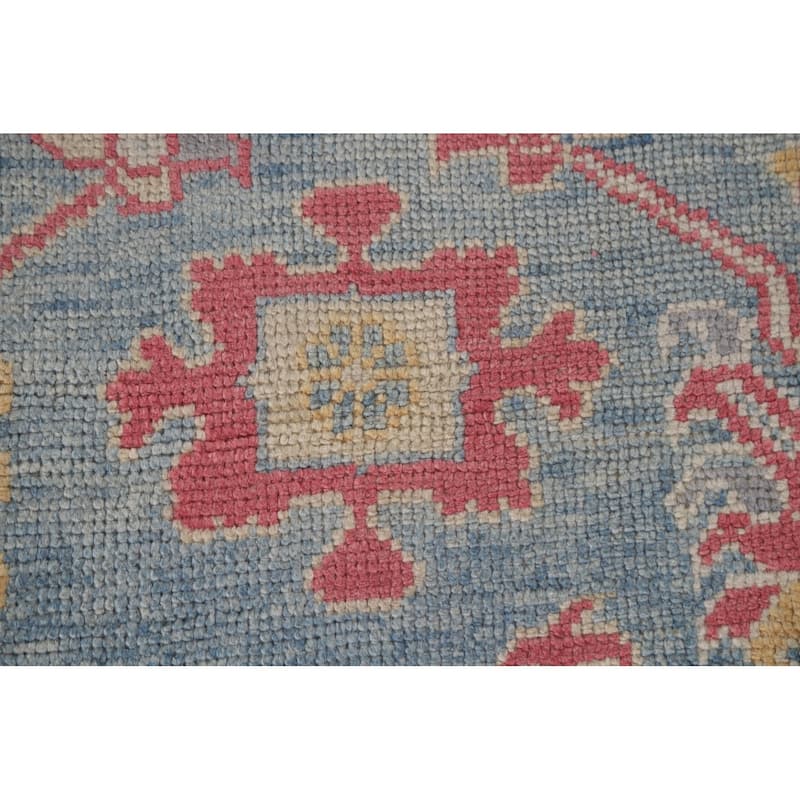 Vegetable Dye Oushak Turkish Runner Rug Handmade Floral Wool Carpet - 3'1"x 12'10"
