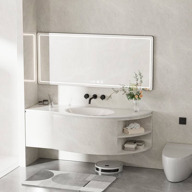 Modland Wall Mounted 3-Hole Bathroom Sink Faucet Widespread with 2 Handles