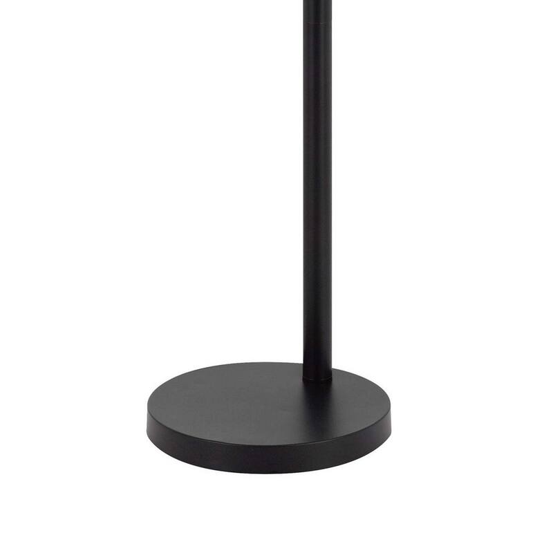 84 Inch Floor Lamp, 3 Tree Style White Drum Shades, Black Metal Finish