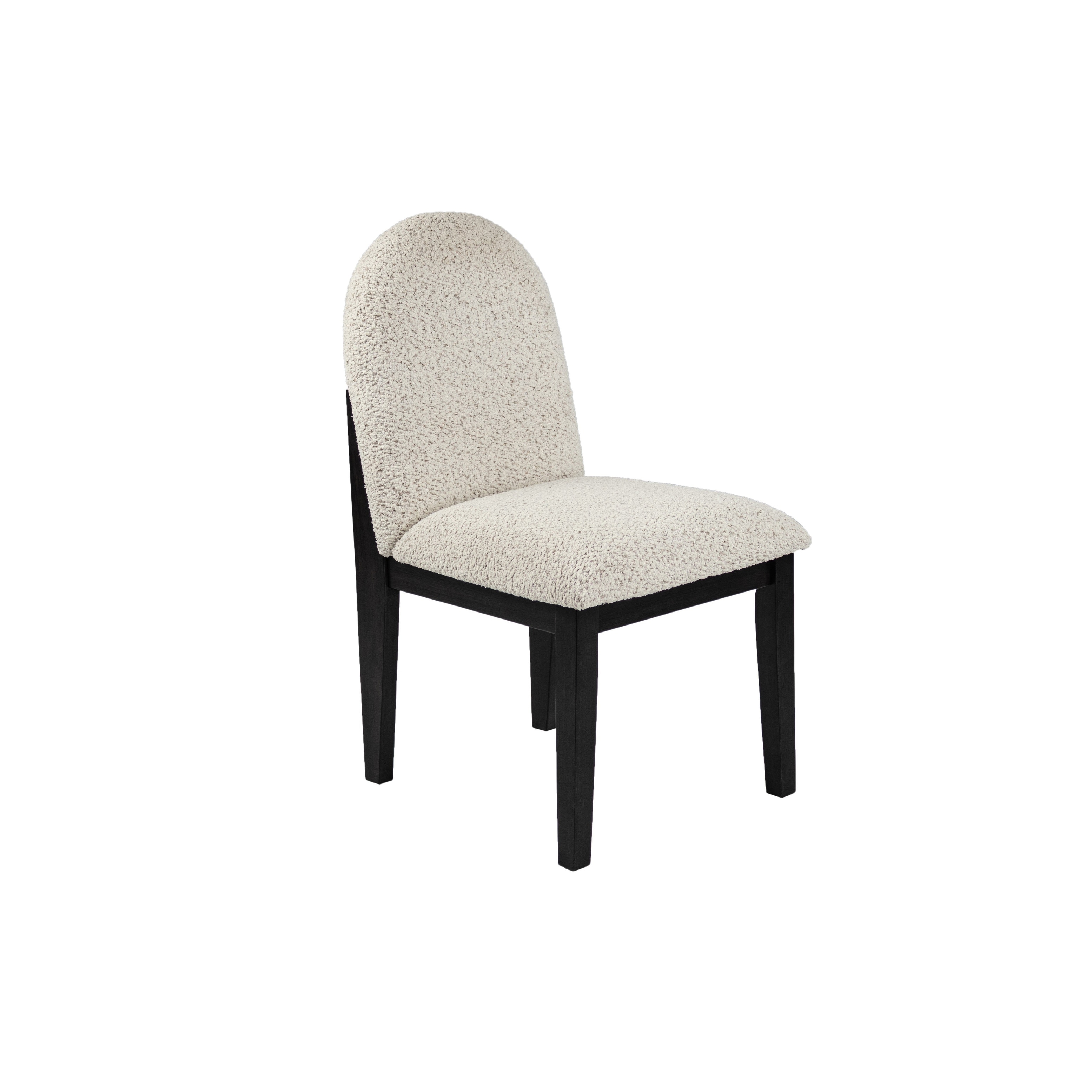 Upholstered Dining Chairs White And Black Finish U Shape Backrest
