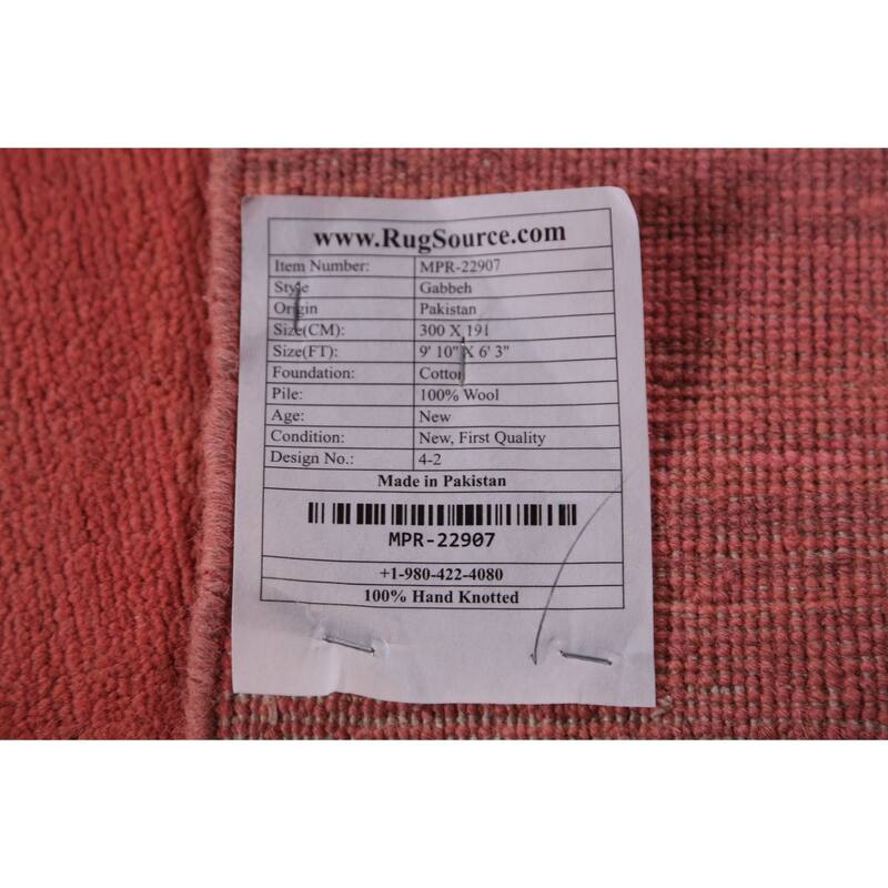 Pink Gabbeh Modern Area Rug Hand-Knotted Wool Carpet - 6'3" x 9'10"