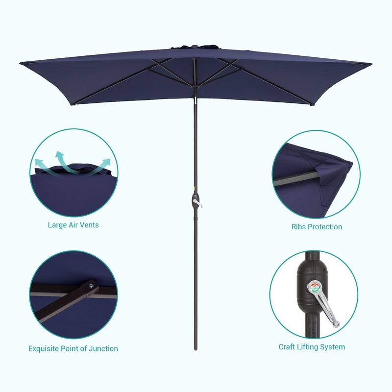 Bonosuki 10 x 6.5ft Patio Rectangular Umbrella with Tilt and Crank